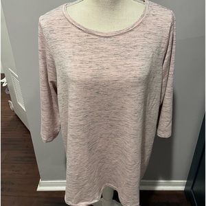 Carolina Belle 1x pink heather 3 quarter sleeve top